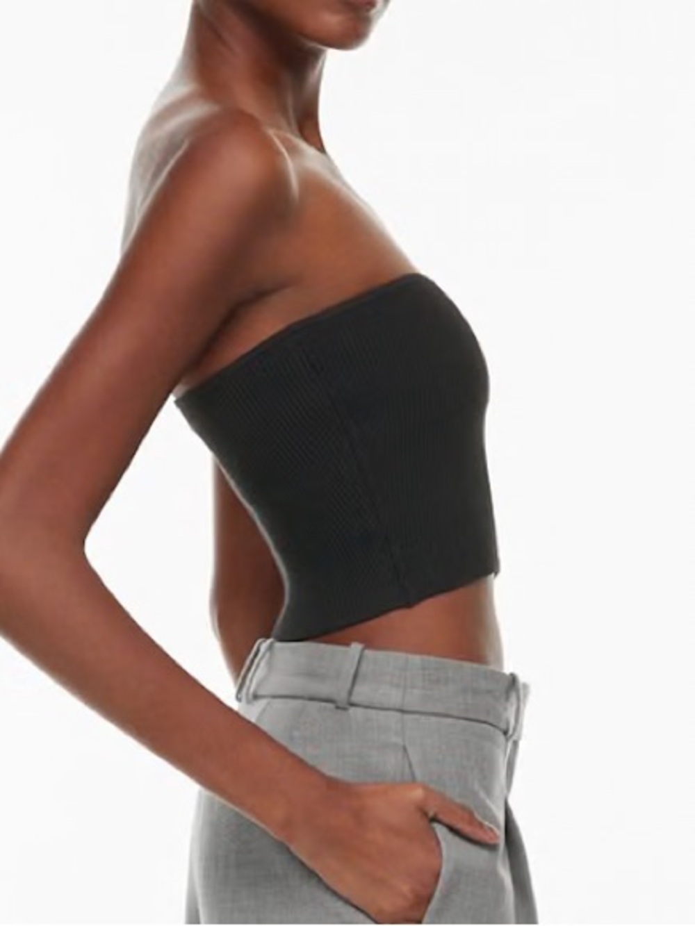Babaton Sculpt Knit Cropped Tube Top in Black